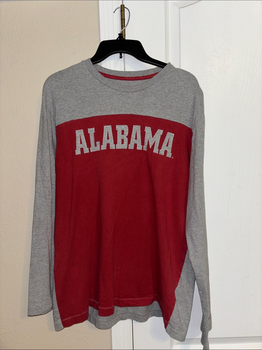 Nike Long-Sleeve Colorblock Shirt - Gray & Crimson
